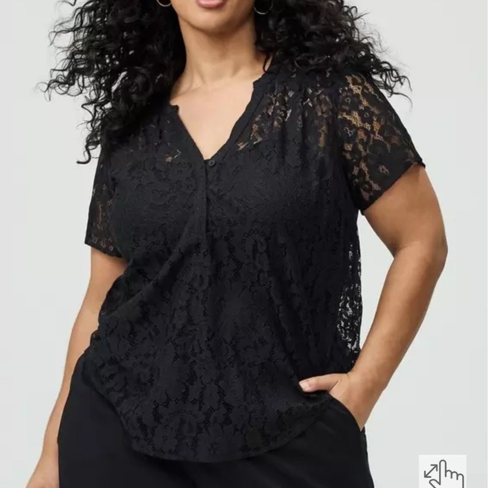 Torrid Black Harper Lace Short Sleeve Top Women 3X Goth Romantic Dark‎ Academia